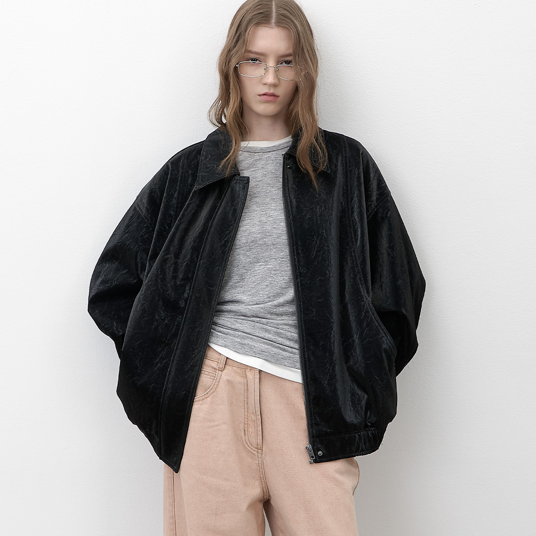 （Z-JP-586）OVERFIT GLOSSY SNAP BUTTON BLOUSON