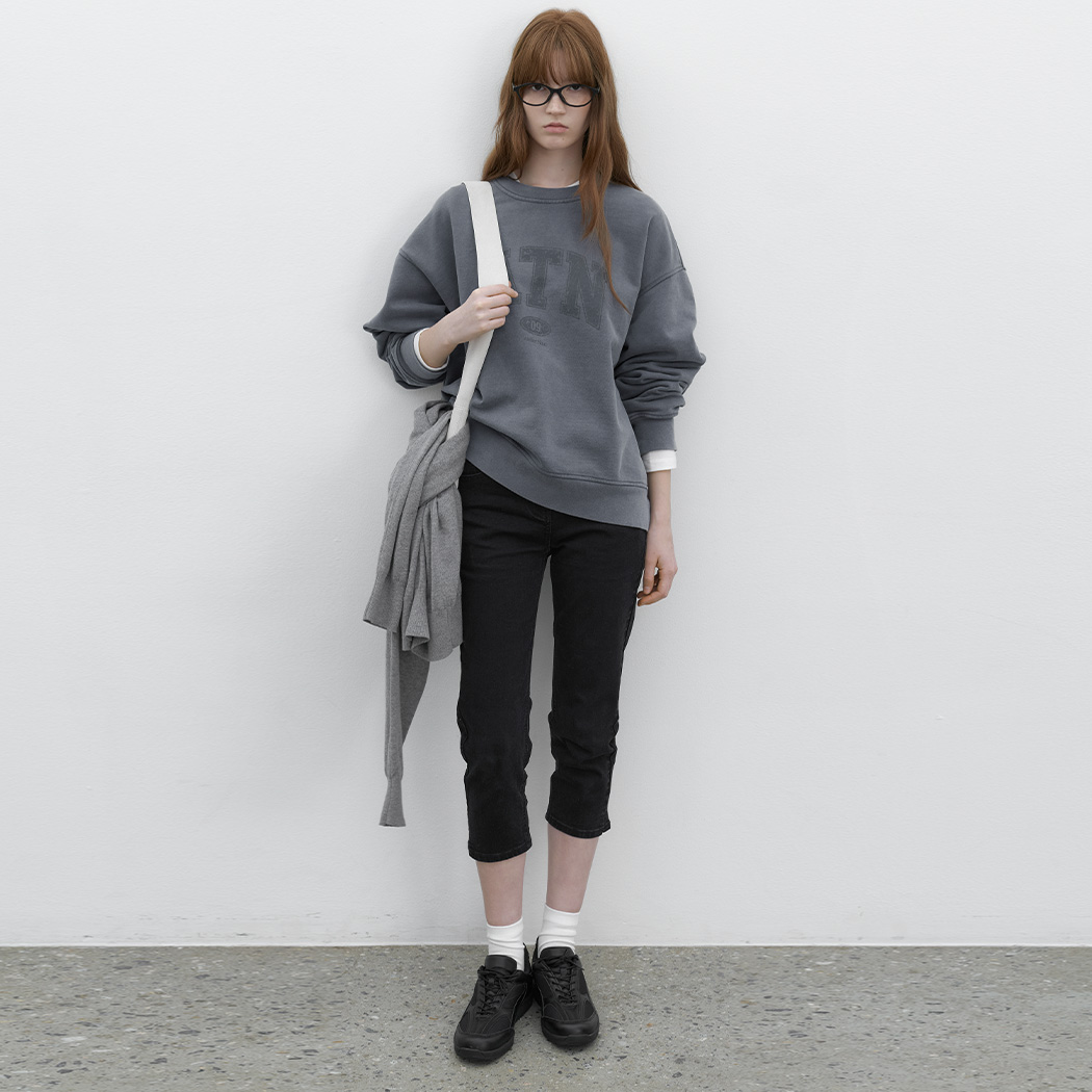 （PT-5737）BLACK DENIM CAPRI PANTS