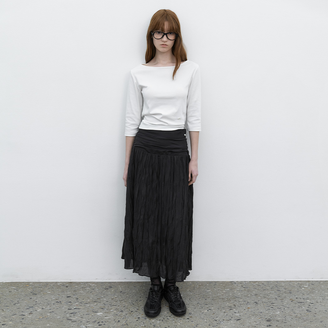 （SK-5077）WRINKLE SHIRRING LONG SKIRT