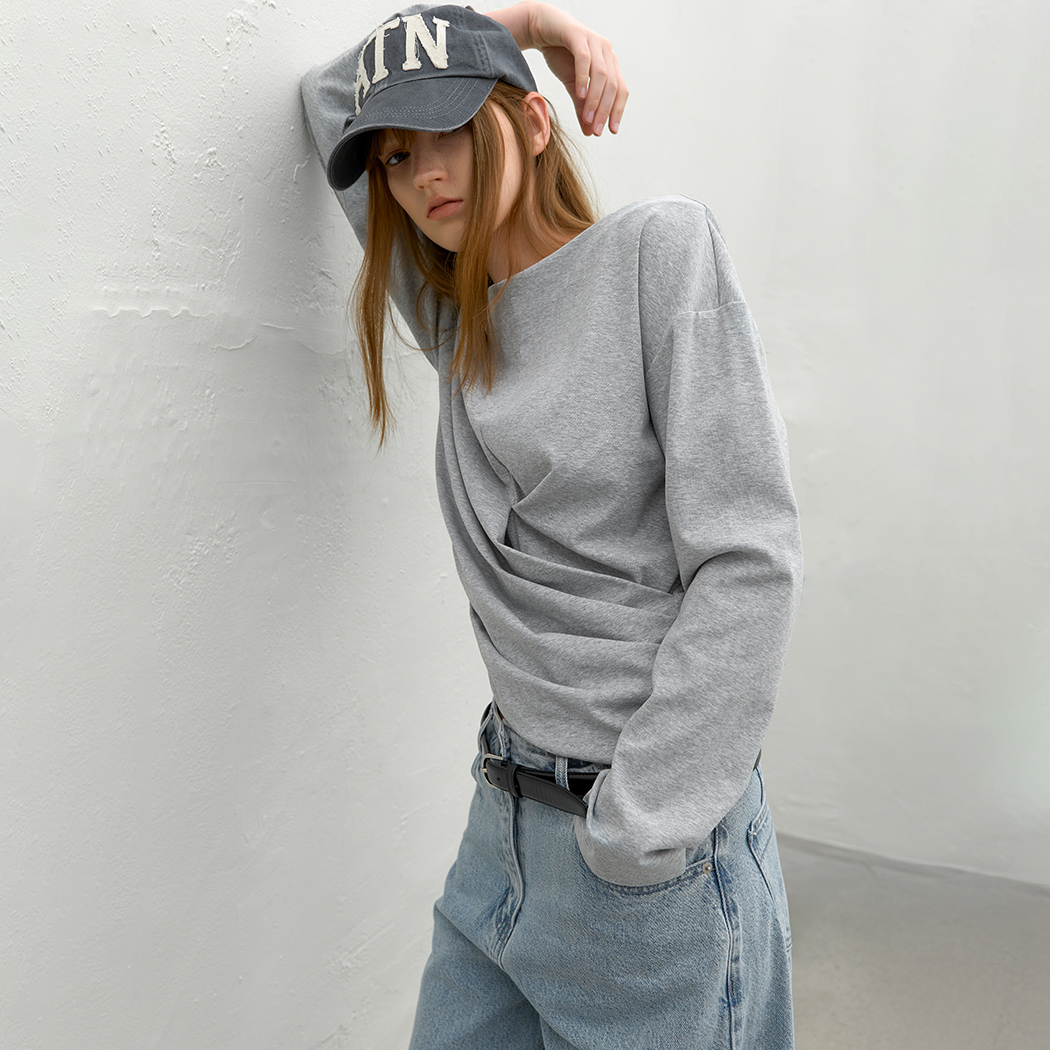 （T-7168）LOOSEFIT DRAPING TEE BLOUSE