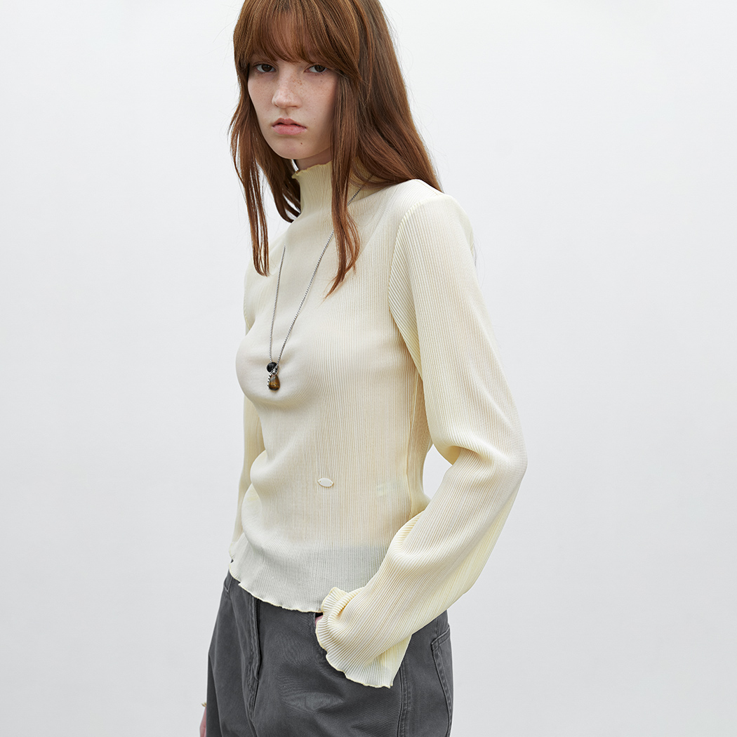 （T-7166）PLEATS JERSEY TEE