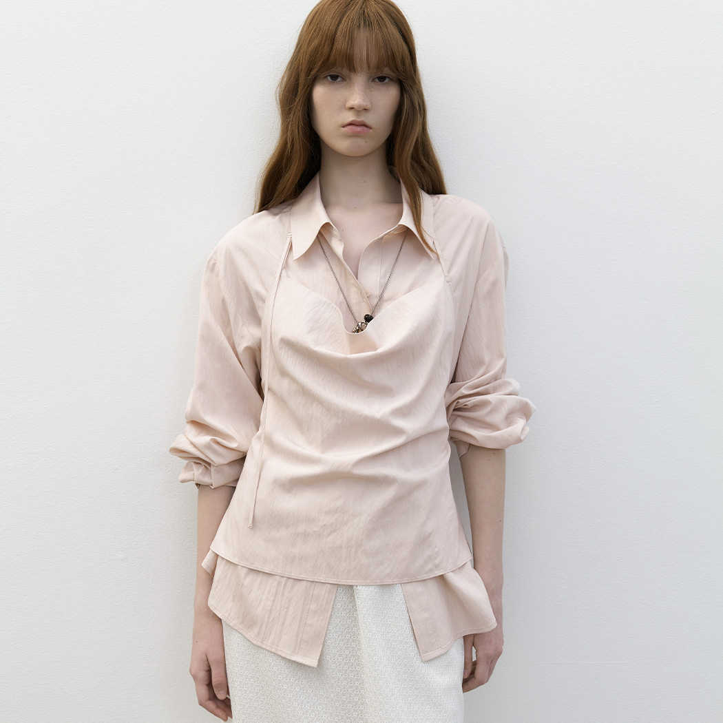 （BL-4404）N HALTER SLEEVELESS LAYERED BLOUSE