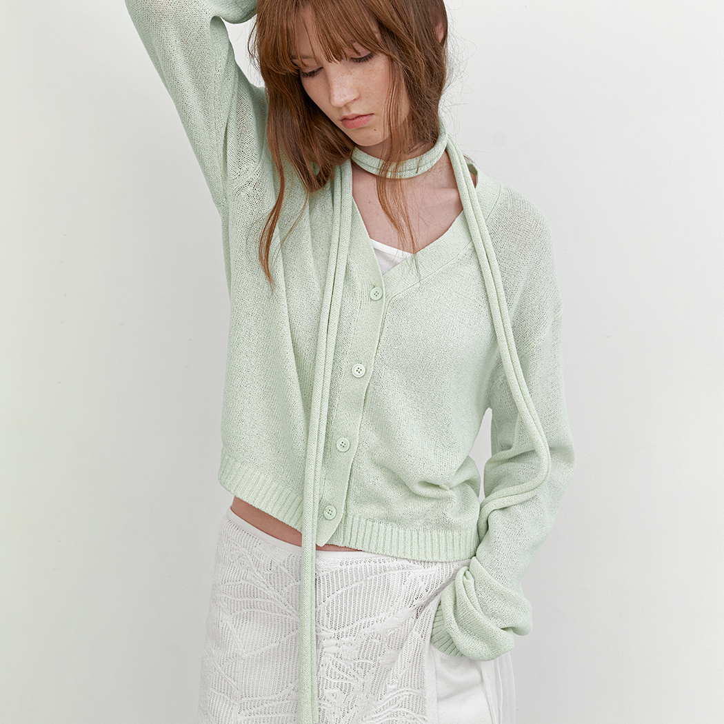 （CD-2255）NATURAL BOUCLE TOP＆CARDIGAN KNIT SET S