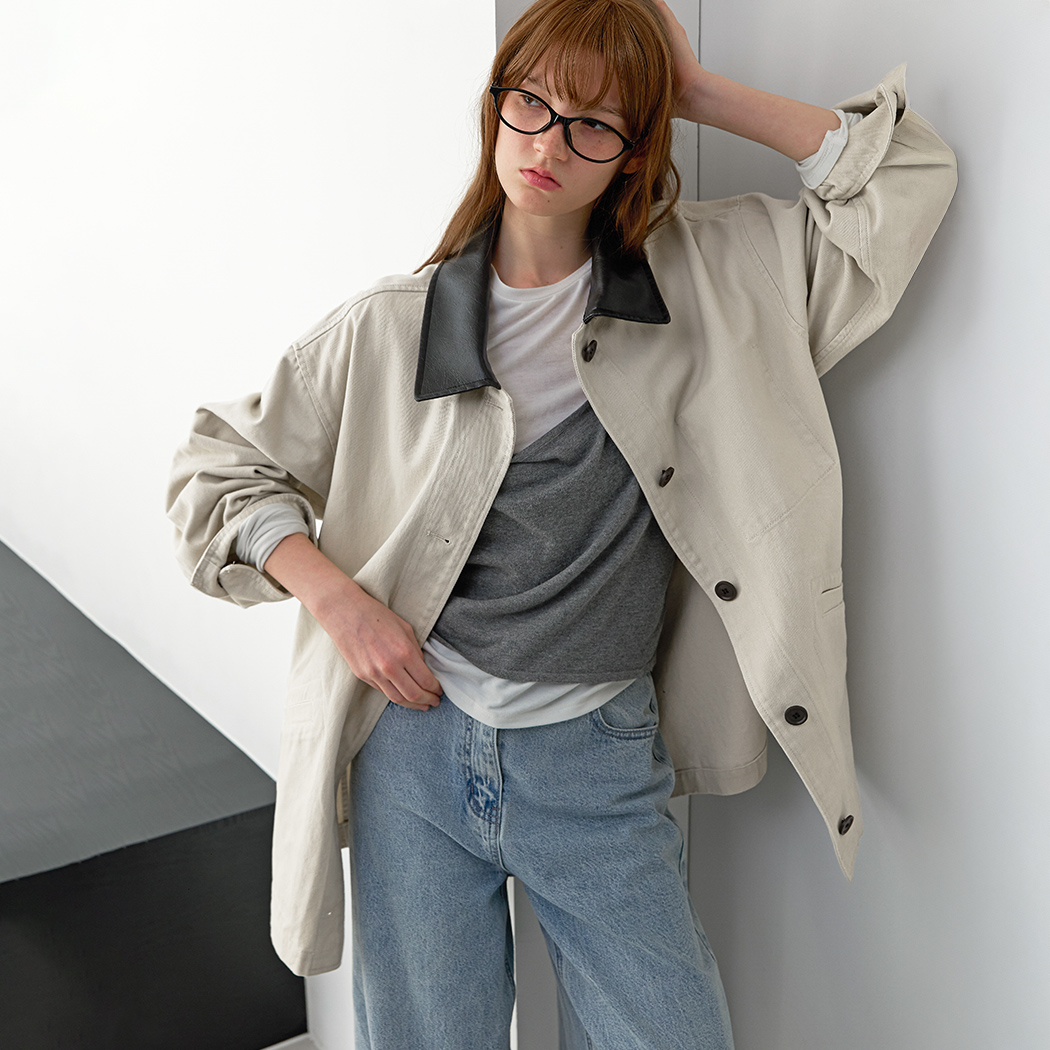 （CT-1484）SITICH LEATHER COLLAR BARBUR JACKET