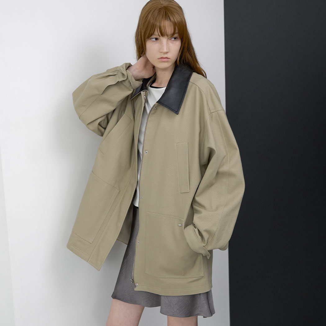 （CT-1482）CORA LEATHER COTTON JACKET