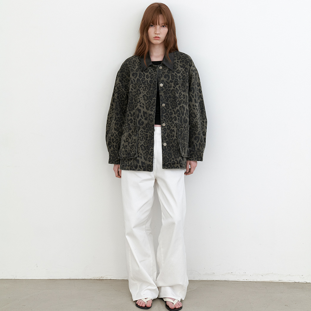 （JK-3067）LEOPARD WASHING DENIM JACKET