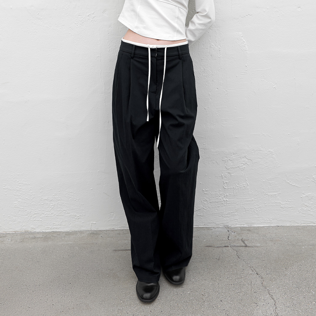 (PT-5759)DOUBLE WAIST TWO TUCK PANTS