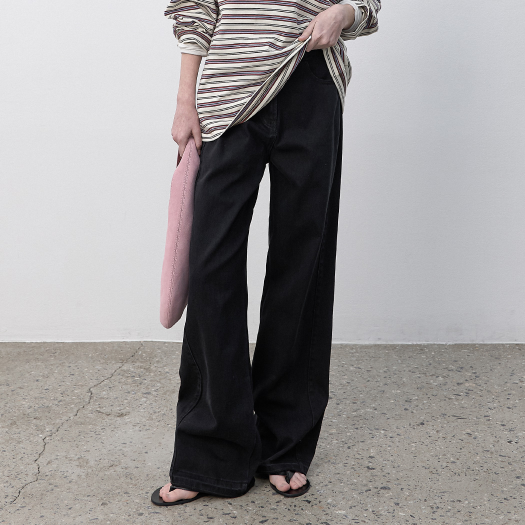 （PT-5741）WASHING CURVED COLOR DENIM PANTS