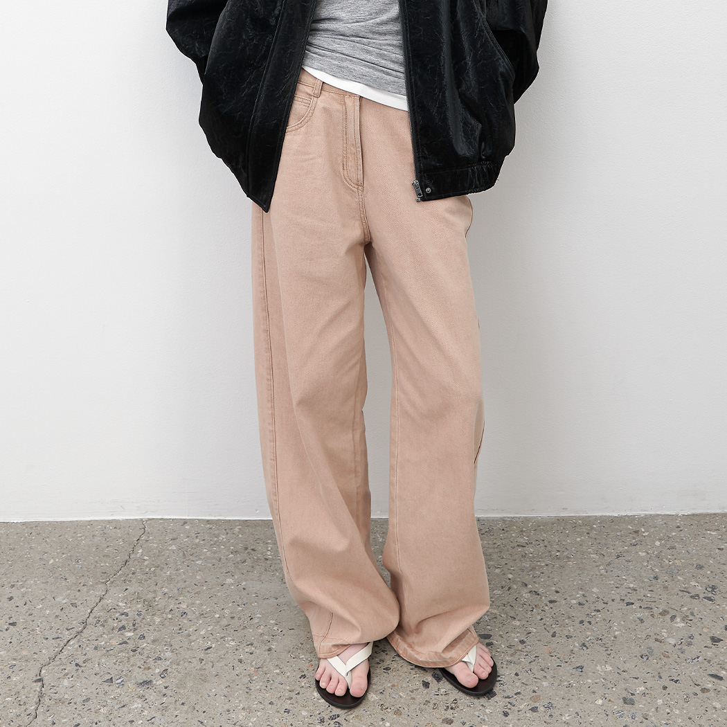 （PT-5741）WASHING CURVED COLOR DENIM PANTS