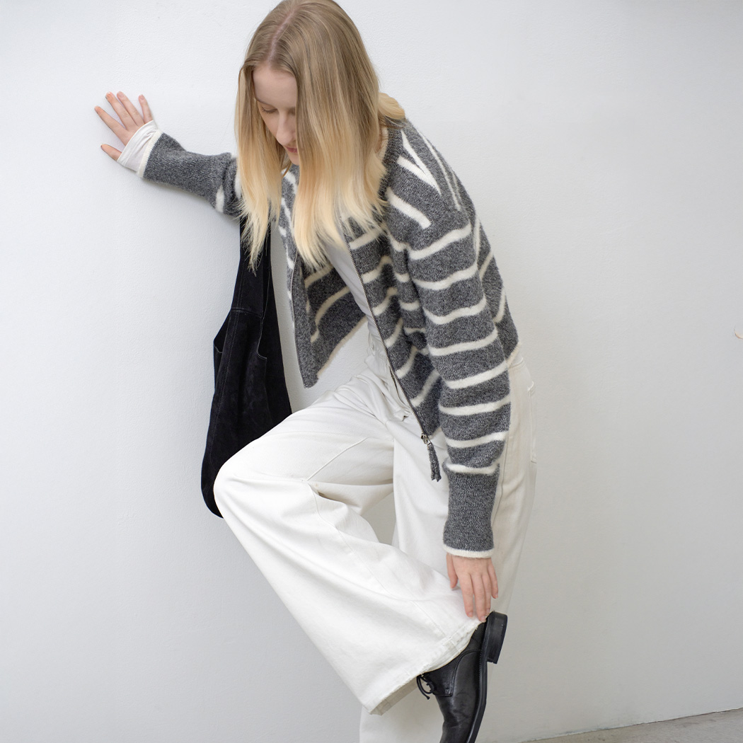 （Z-CD-2176）ESSENTIAL SAGE STRIPE CARDIGAN