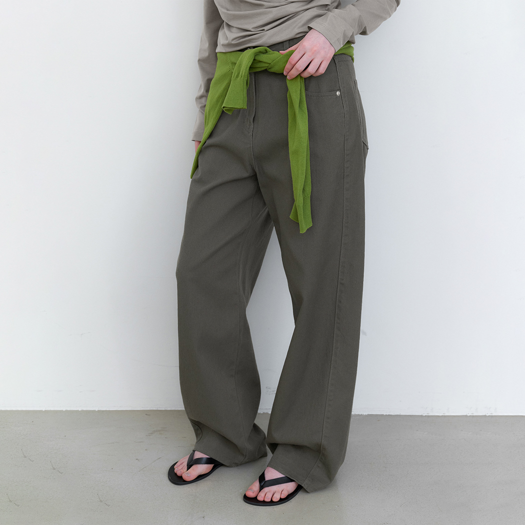 (PT-5741)WASHING CURVED COLOR DENIM PANTS