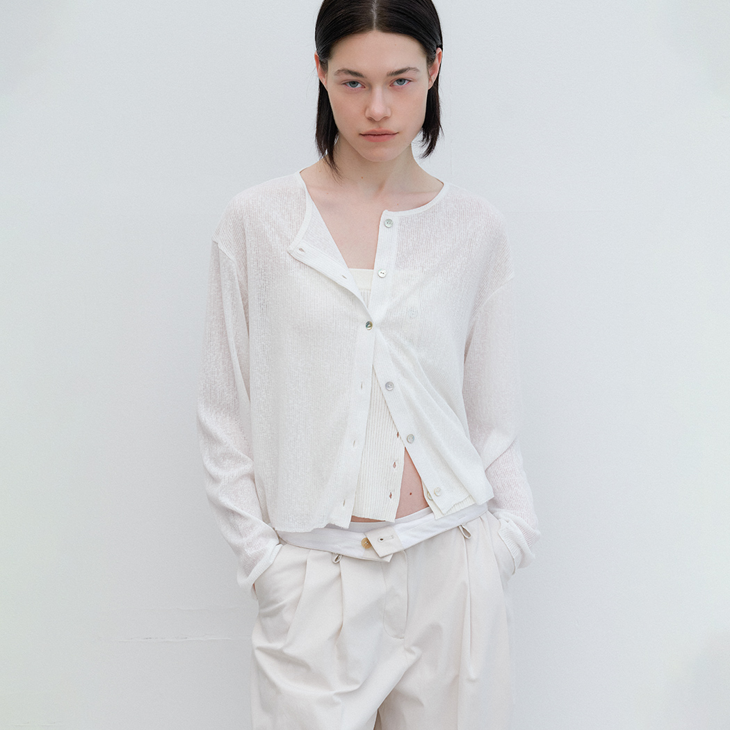 （T-7158）AN LOOSE FIT SEMI CROP CARDIGAN