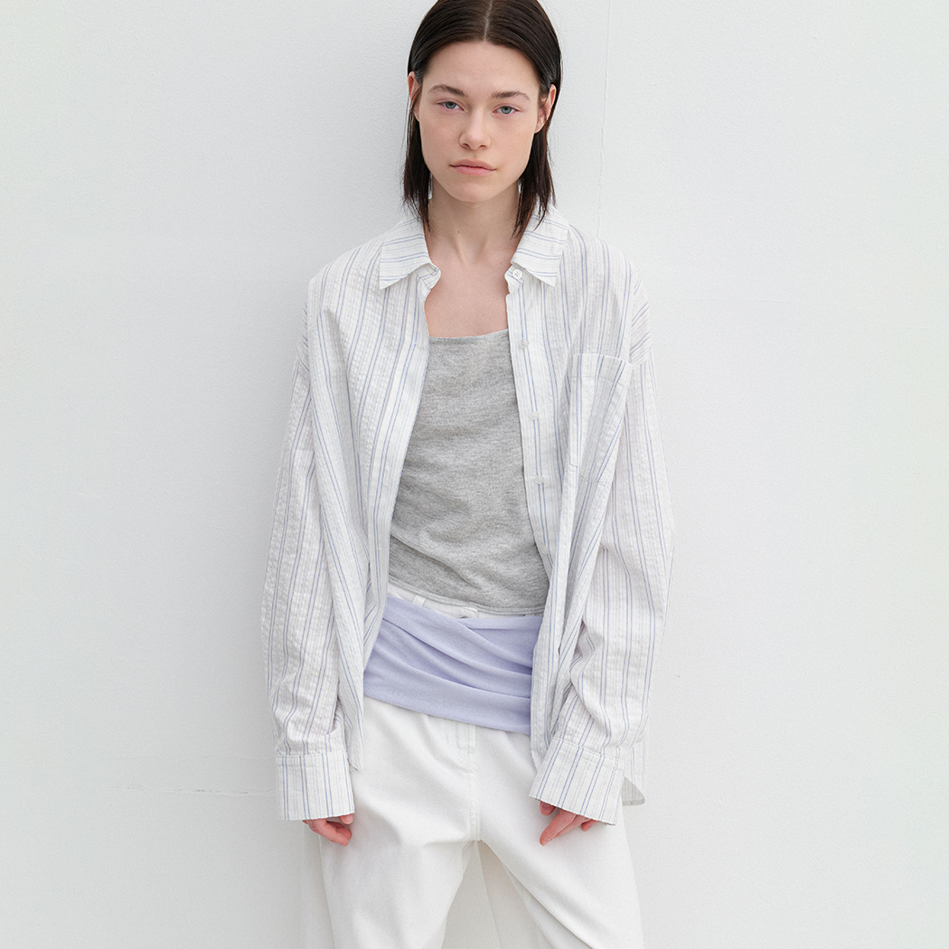 （BL-4406）AN MULTI STRIPE COTTON OVERSIZE SHIRT S