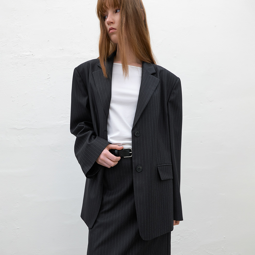 （JK-3064）STRIPE OVERSIZED JACKET