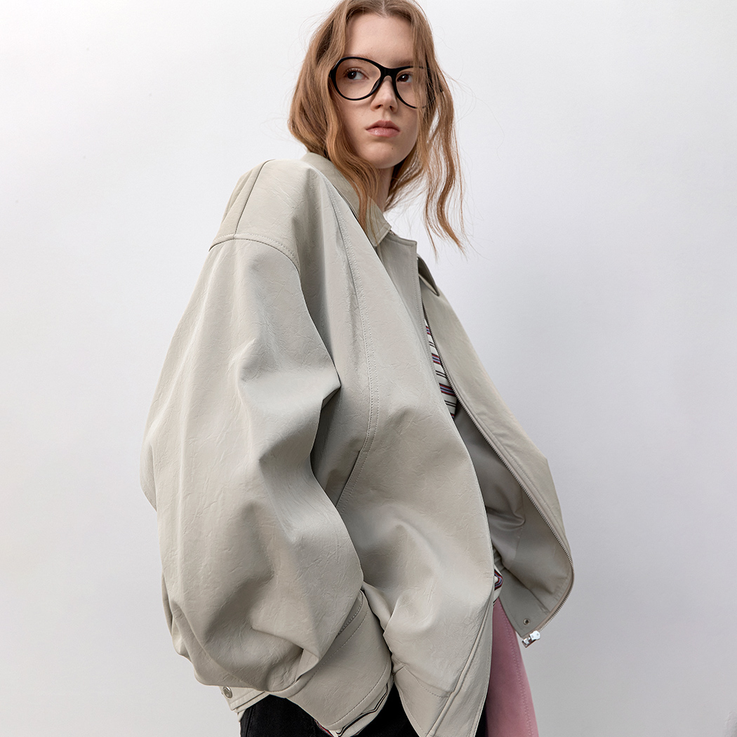 （Z-JP-586）OVERFIT GLOSSY SNAP BUTTON BLOUSON