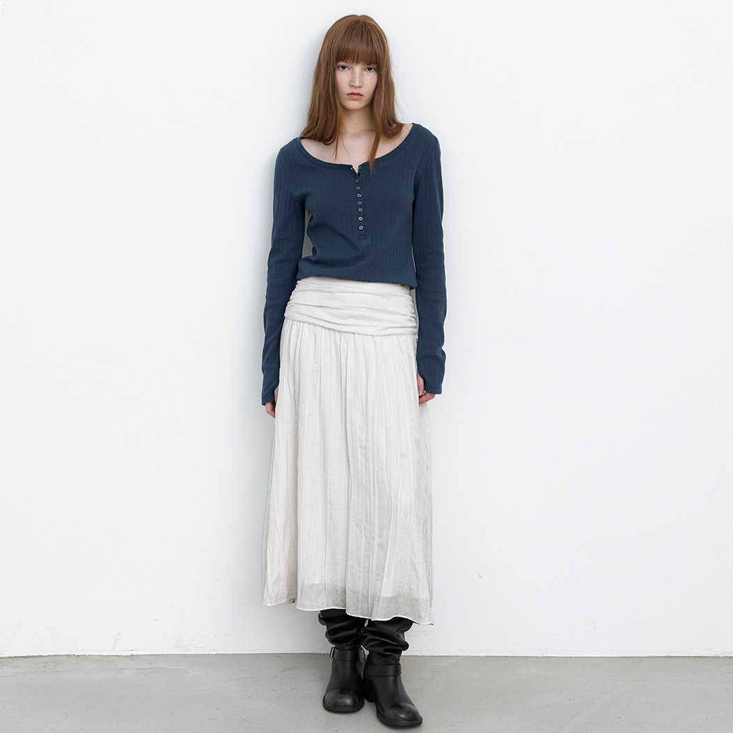 （SK-5077）WRINKLE SHIRRING LONG SKIRT