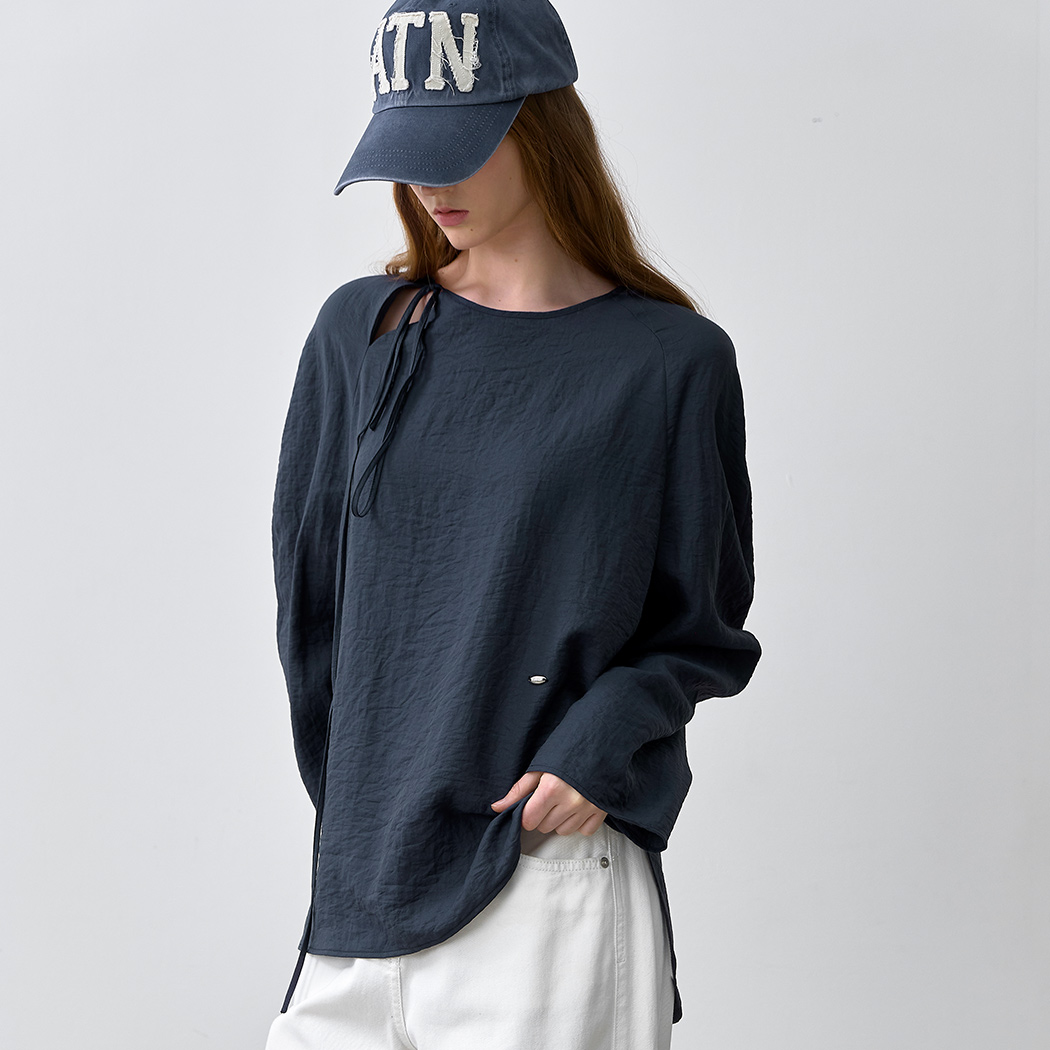 （BL-4391）RAGLAN SLEEVE TIE BLOUSE