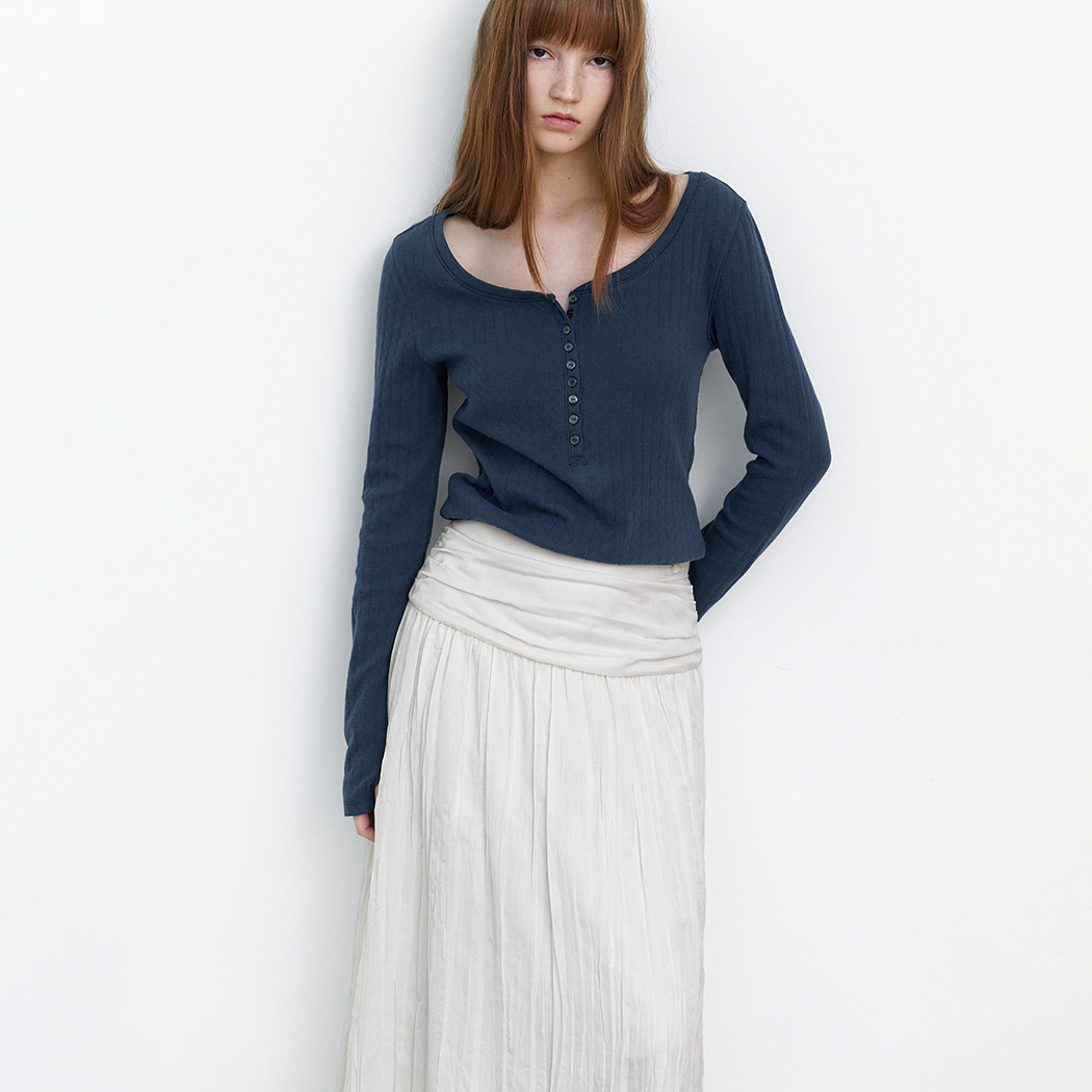 （T-7258）SOFT POINTELLE BUTTON UP SLIM T