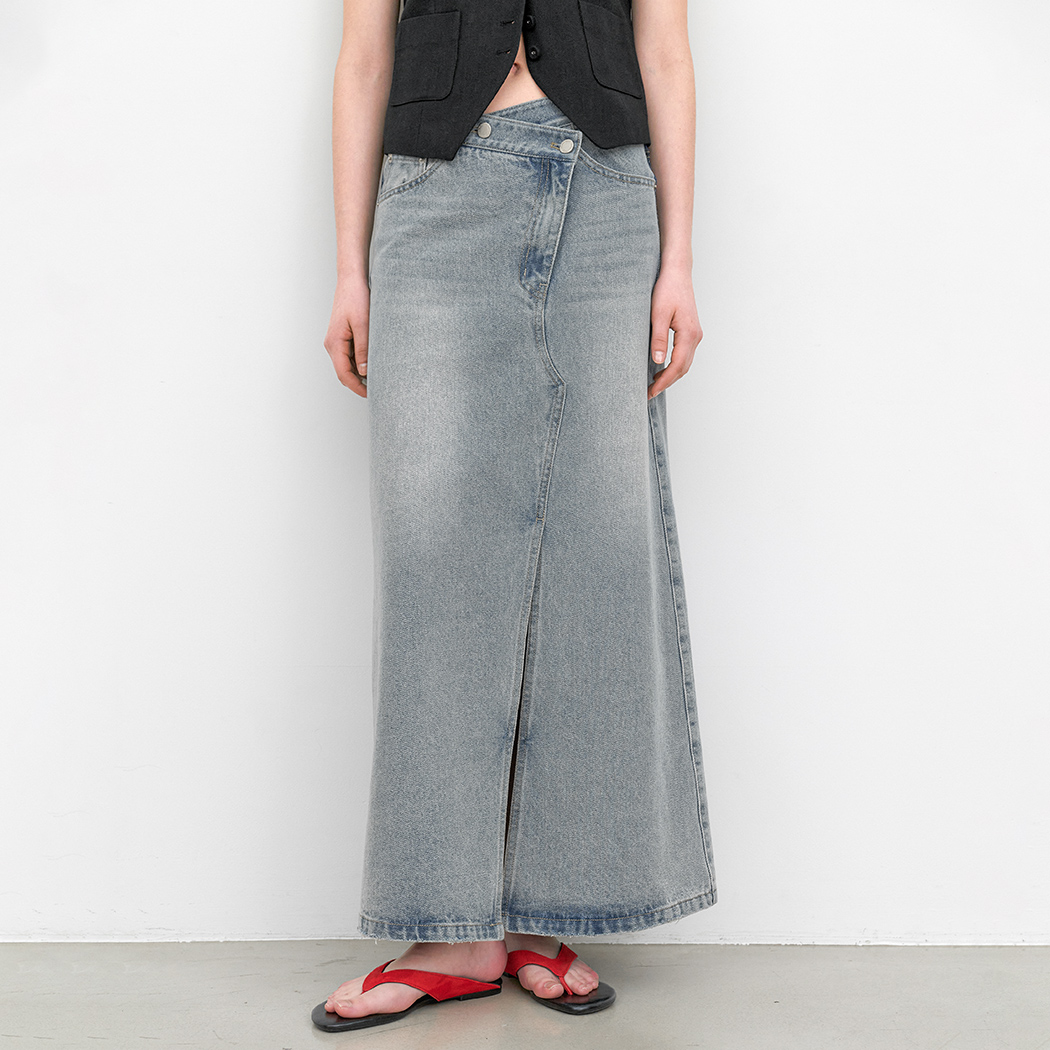 （SK-5096）UNBALANCED DENIM MAXI SKIRT