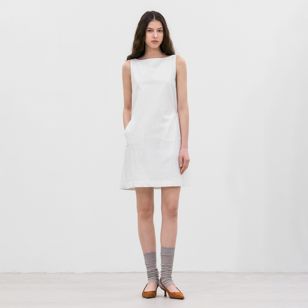 （OP-6314）BOAT NECK A-LINE MINI DRESS