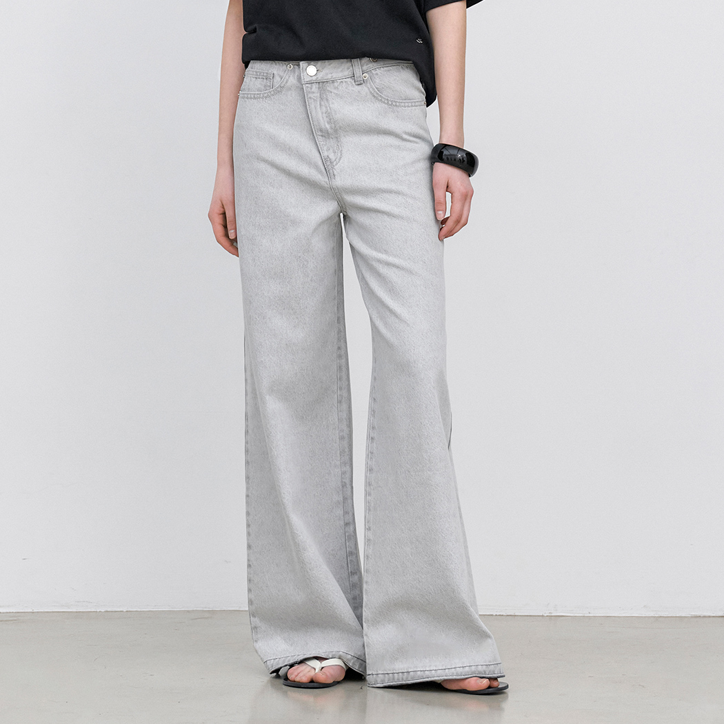 （PT-5768）TWO BUTTON SUMMER UNBAL DENIM PANTS