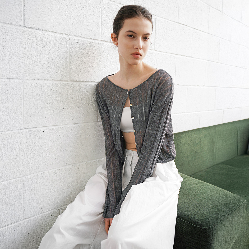 （CD-2271）LINEN SKASHI BOATNECK CROP CARDIGAN