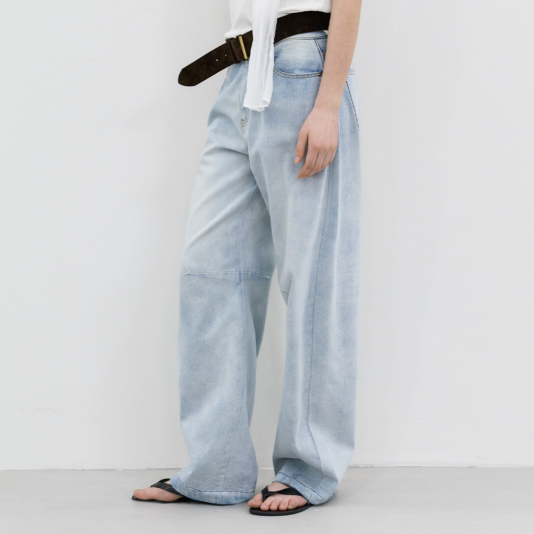 （PT-5766）CURVED BALLON ICE DENIM PANTS