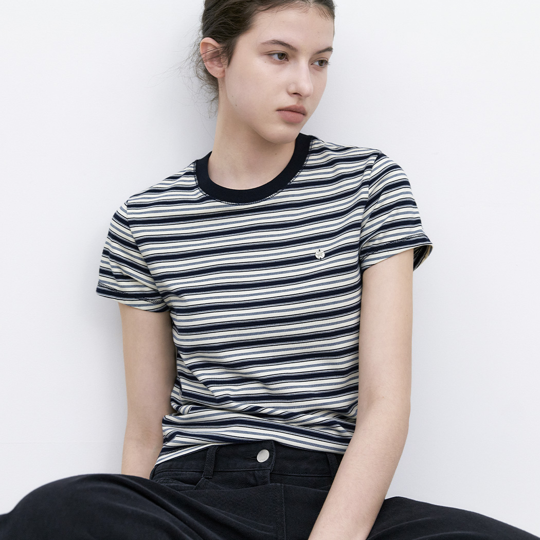 （T-7214）TRIPLE MULTI STRIPE T