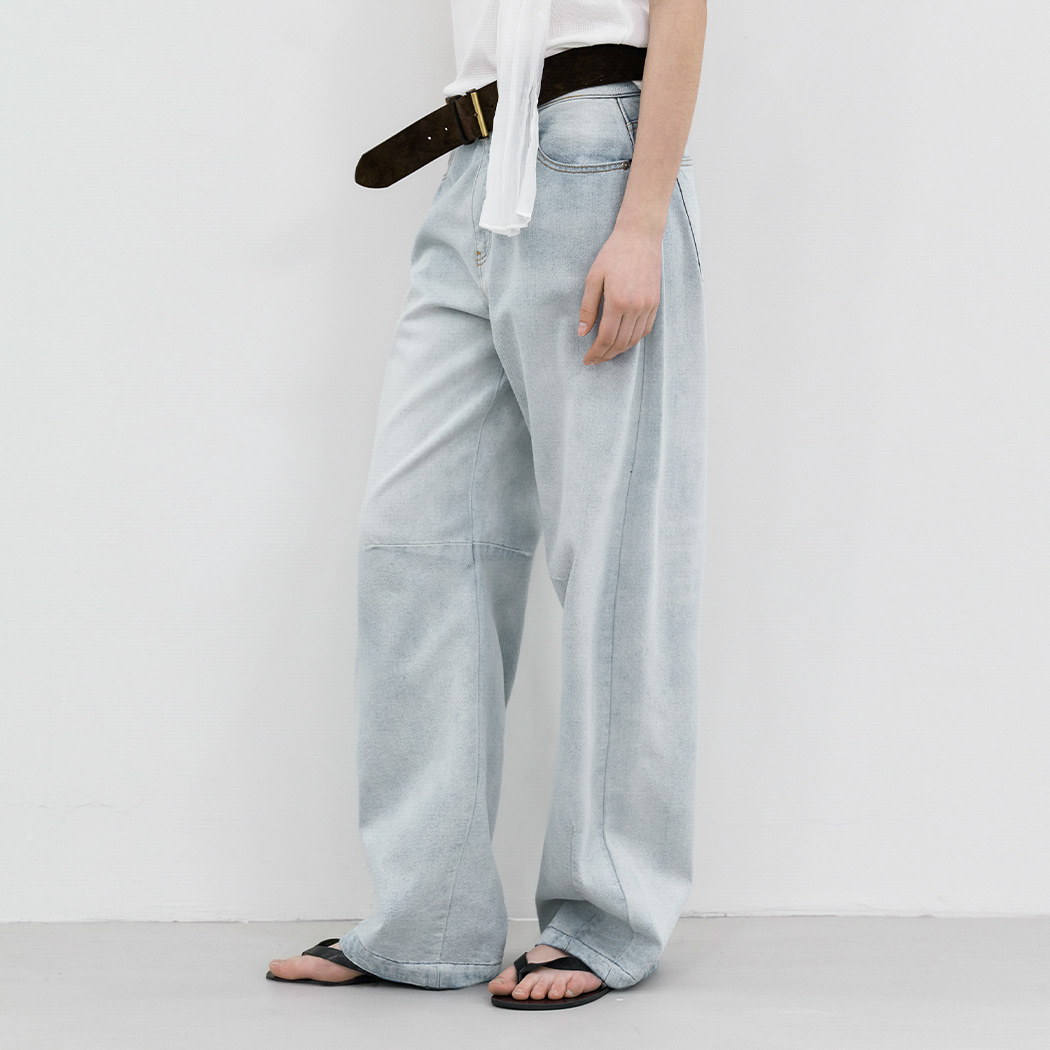 （PT-5766）CURVED BALLON ICE DENIM PANTS
