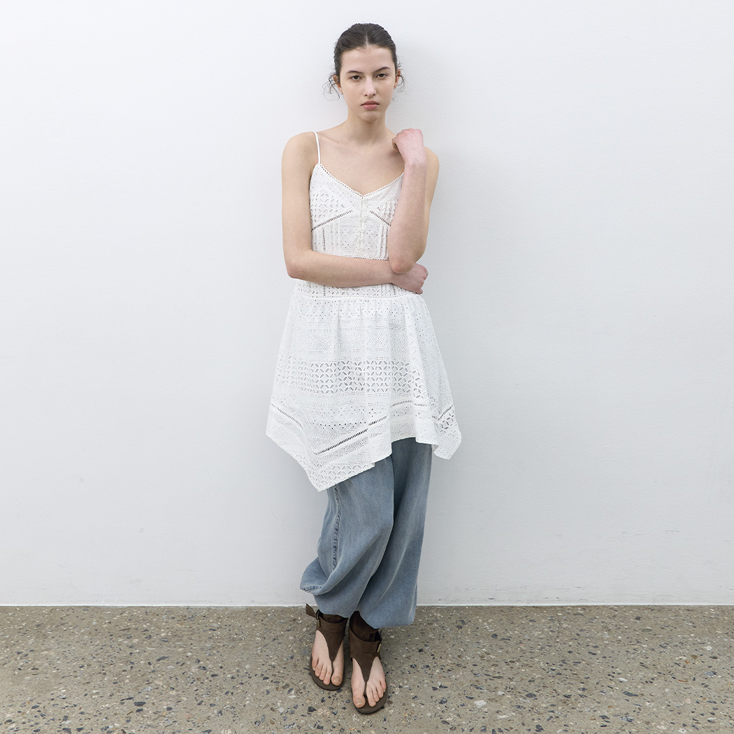 （OP-6336）EYELET COTTON LACE MINI DRESS