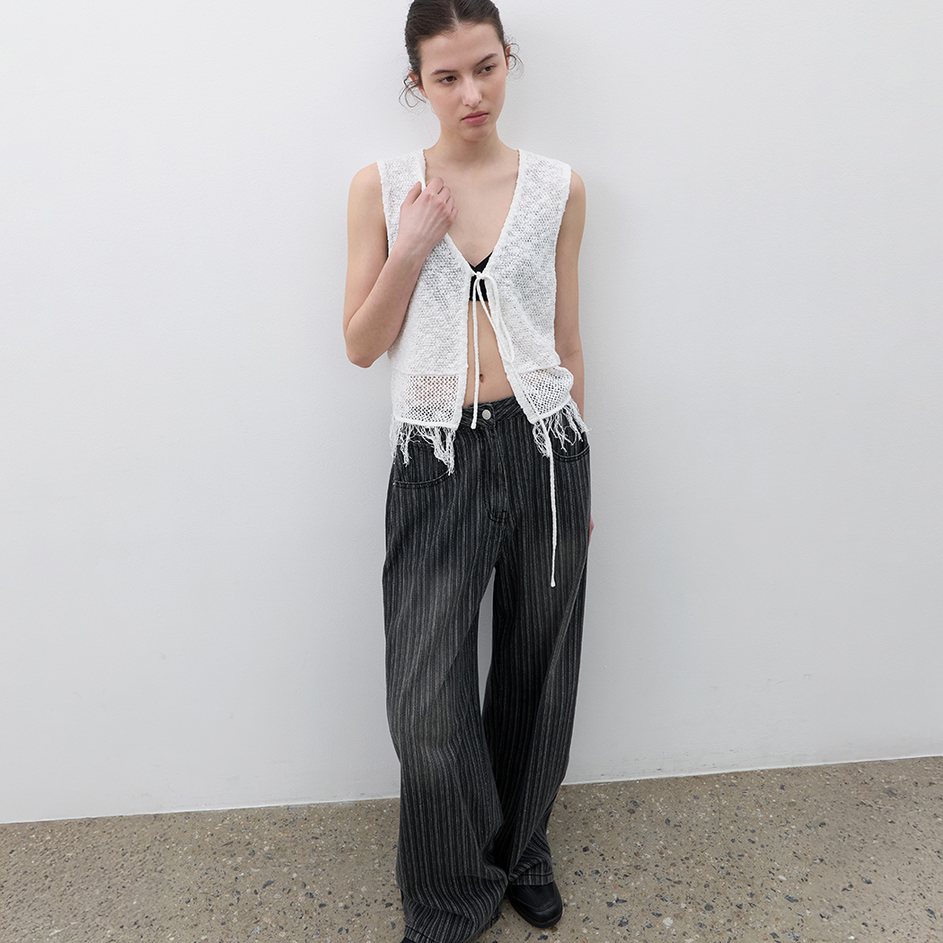 (VT-0283)FRINGE DETAIL KNIT VEST