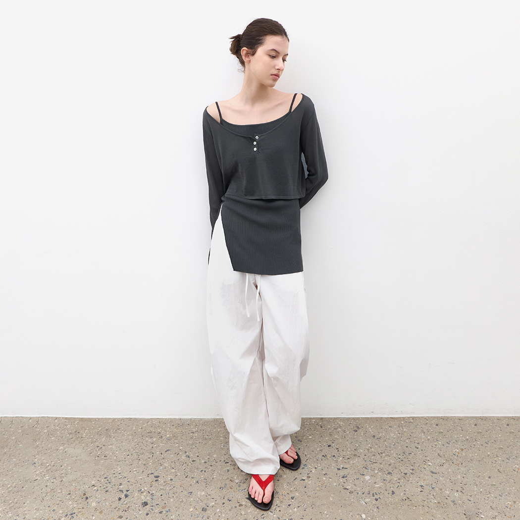 （T-7247）LAYERD HENRY NECK KNIT SET