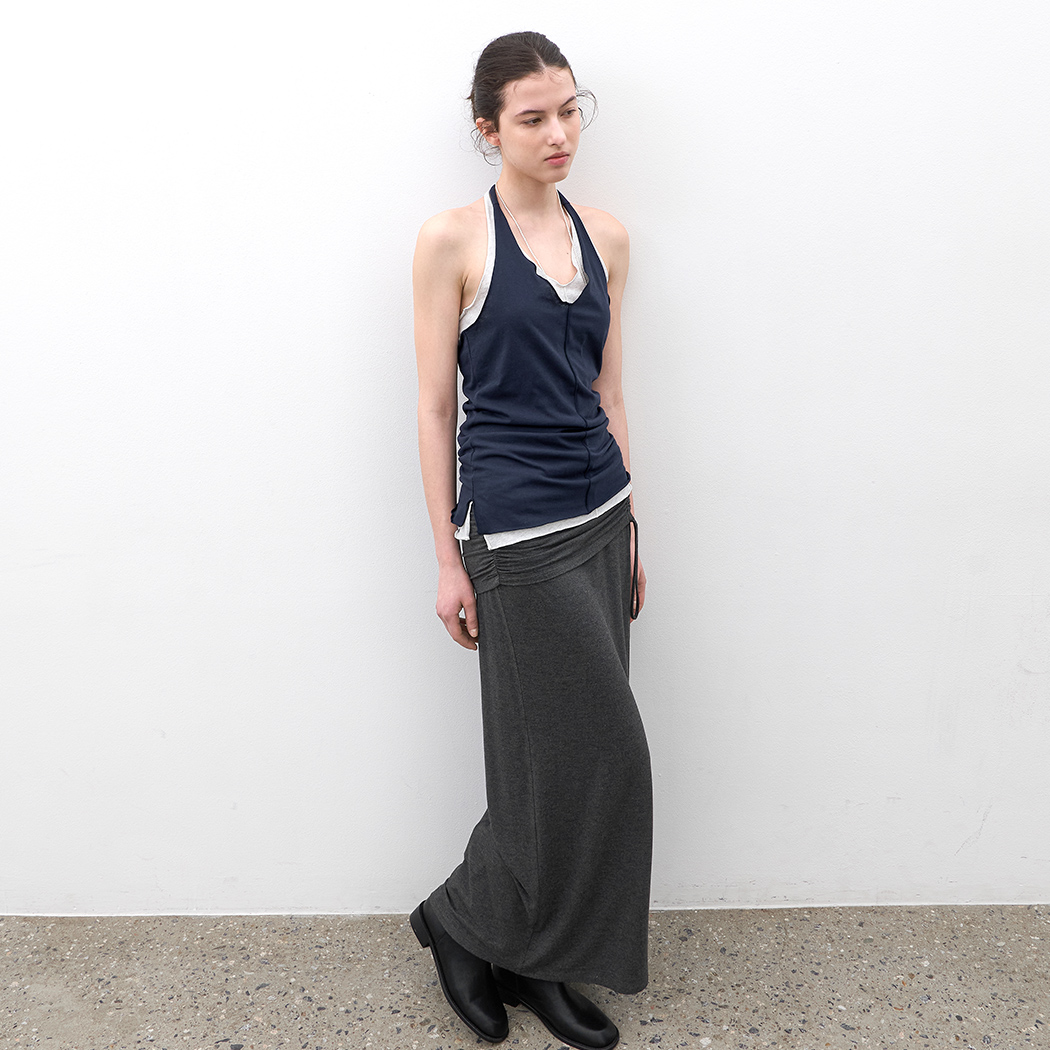 （T-7207）HALTER CONTRAST LAYERD 2 PIECES T