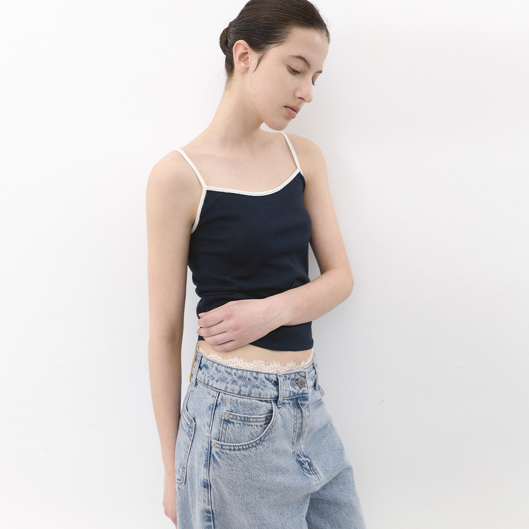 （T-7261）COLOR POINT SLEEVELESS KNIT TOP