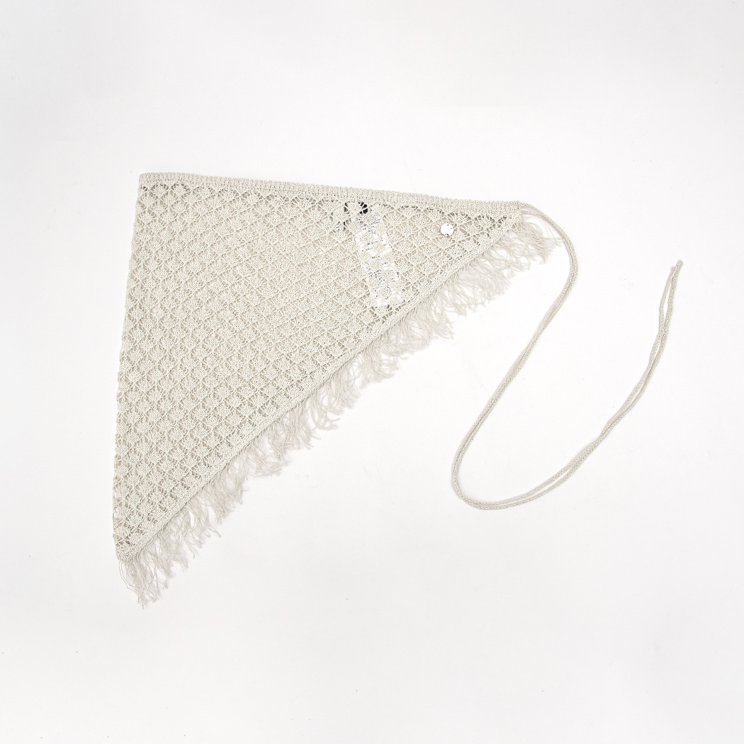 （ETC-2728）PAPER LACE FRINGE TRIANGLE SCARF