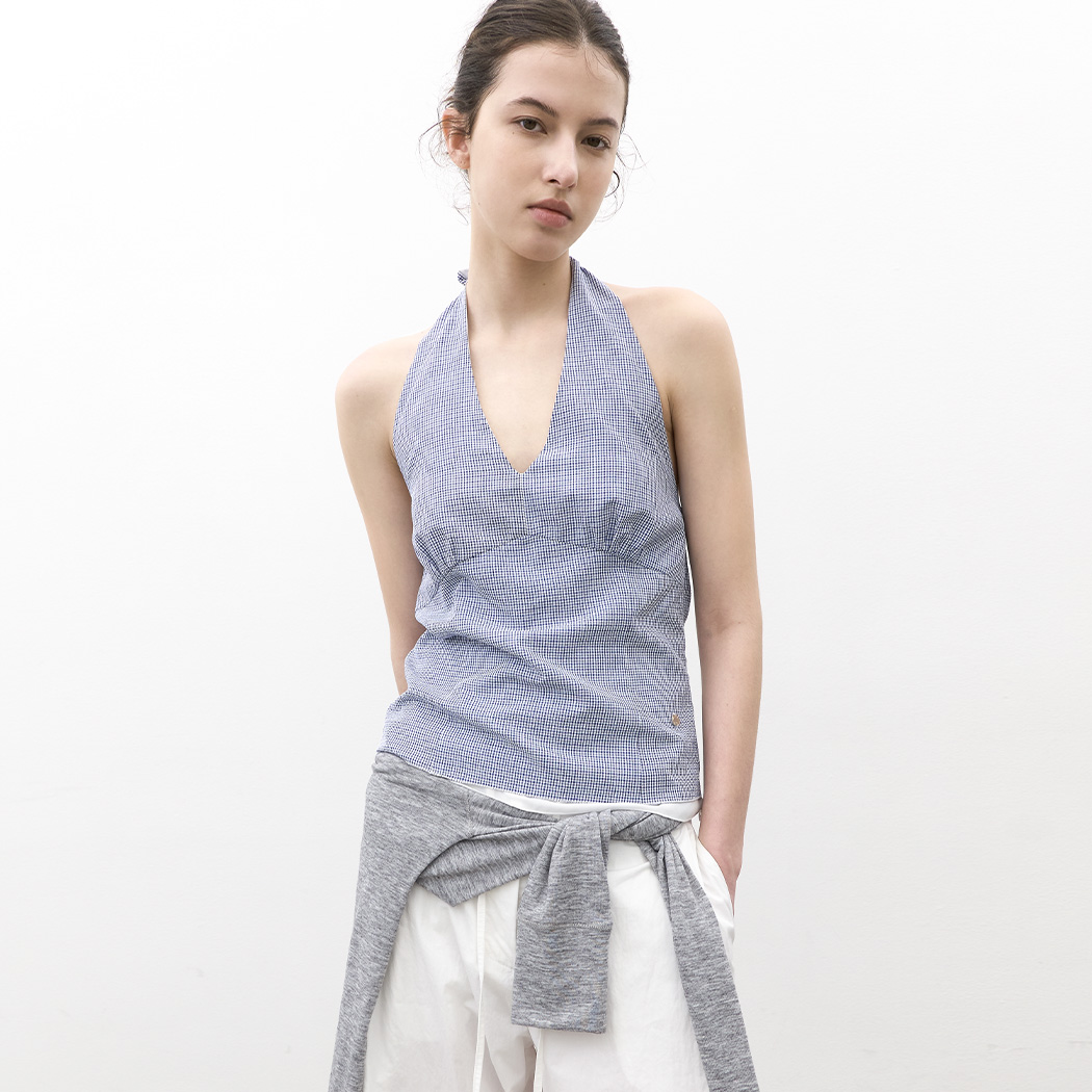 （BL-4427）TINY CHECK HALTER TOP