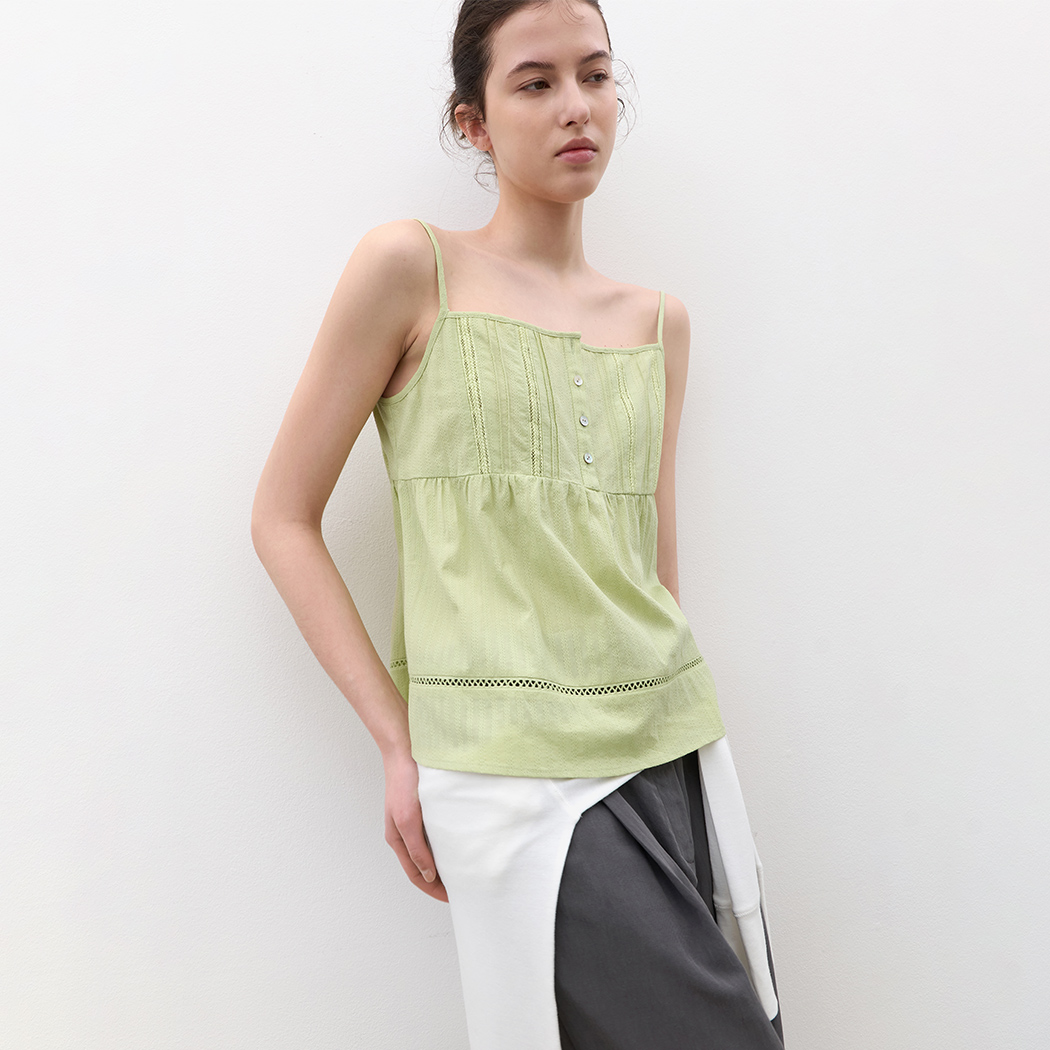 （BL-4418）PINTUCK LACE COTTON BLOUSE