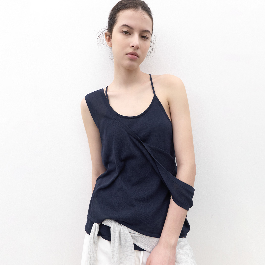 （T-7246）LAYERD HALTER NECK KNIT SET