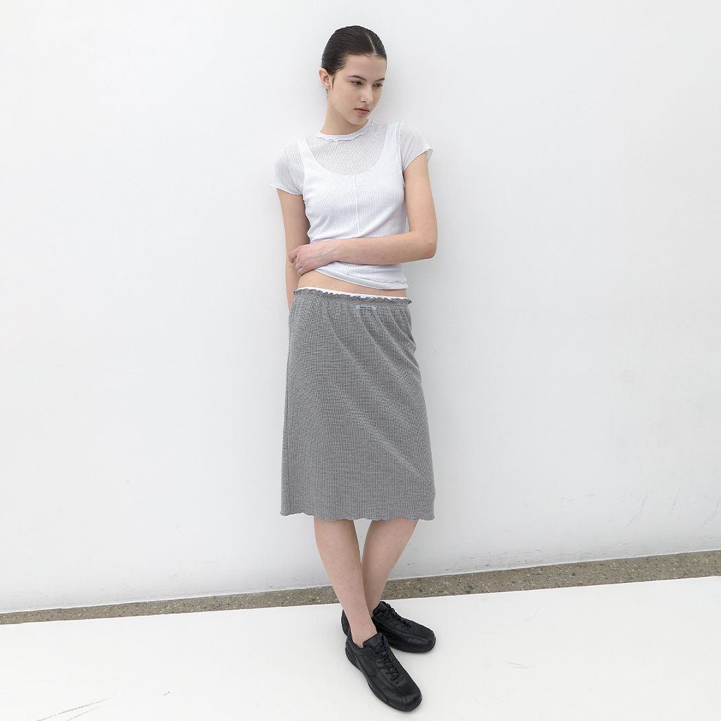 （SK-5106）AN DOUBLE WAIST WAFFLE MINI SKIRT