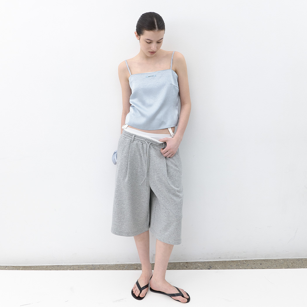 （PT-5785）AN CONTRAST WAIST BAND BURMUDA PANTS