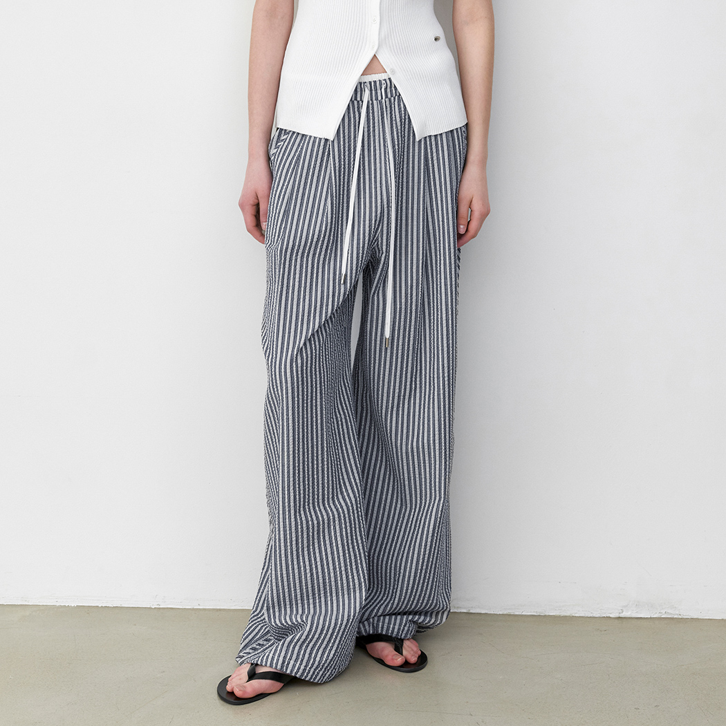 （PT-5773）STRIPE COTTON BANDING TWO-WAY PANTS