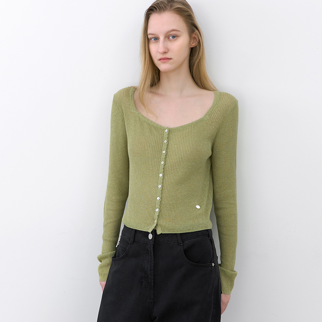 （CD-2270）SCALLOP SLIM FIT RIBBED SET-UP CARDIGAN