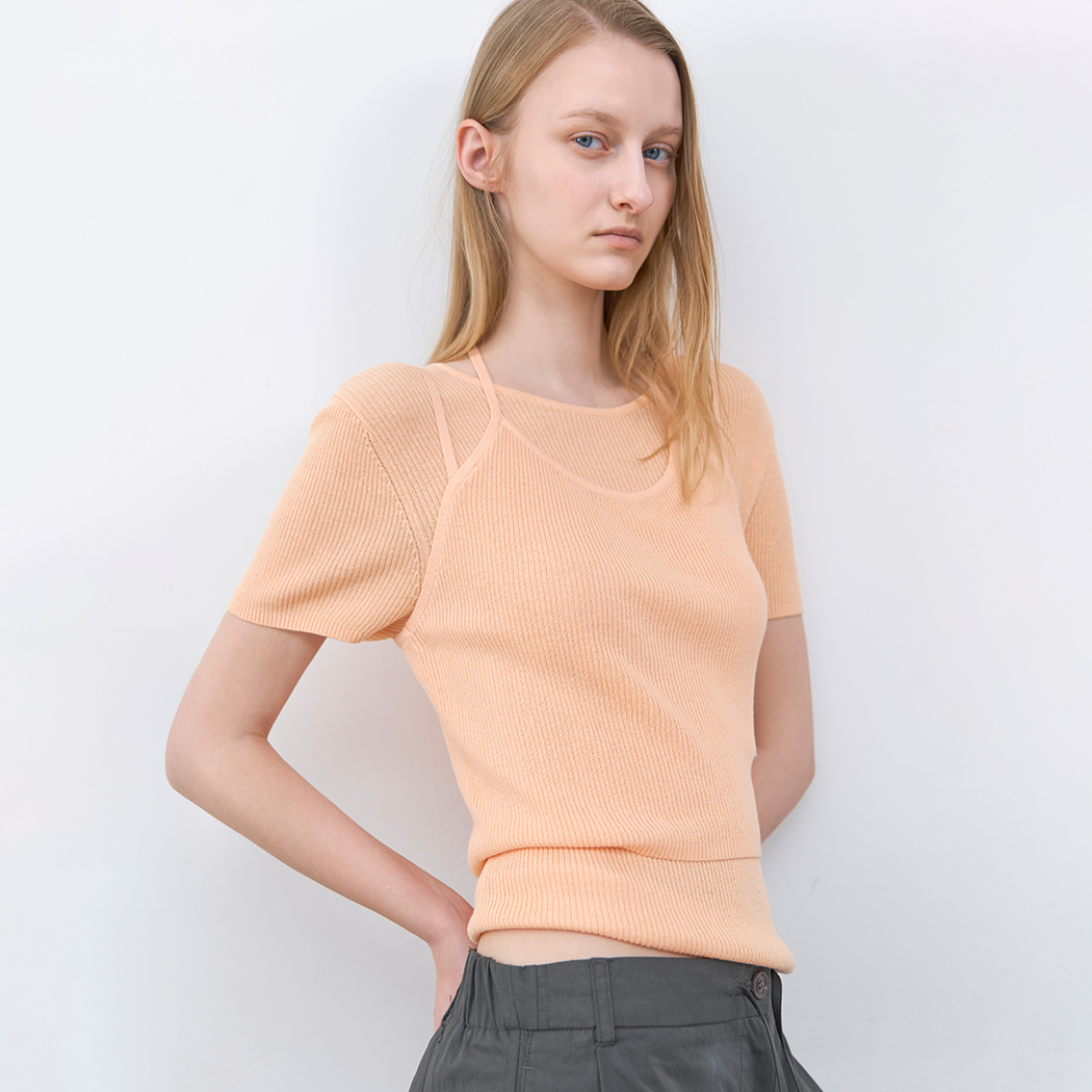 （T-7250）LAYERD HALTER NECK BUSTIER＆TOP KNIT SET