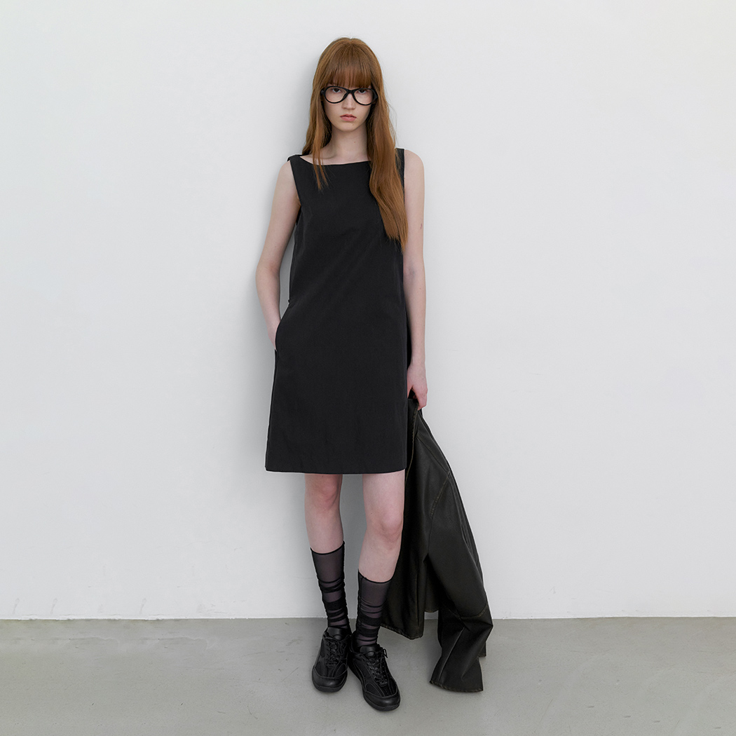 （OP-6314）BOAT NECK A-LINE MINI DRESS