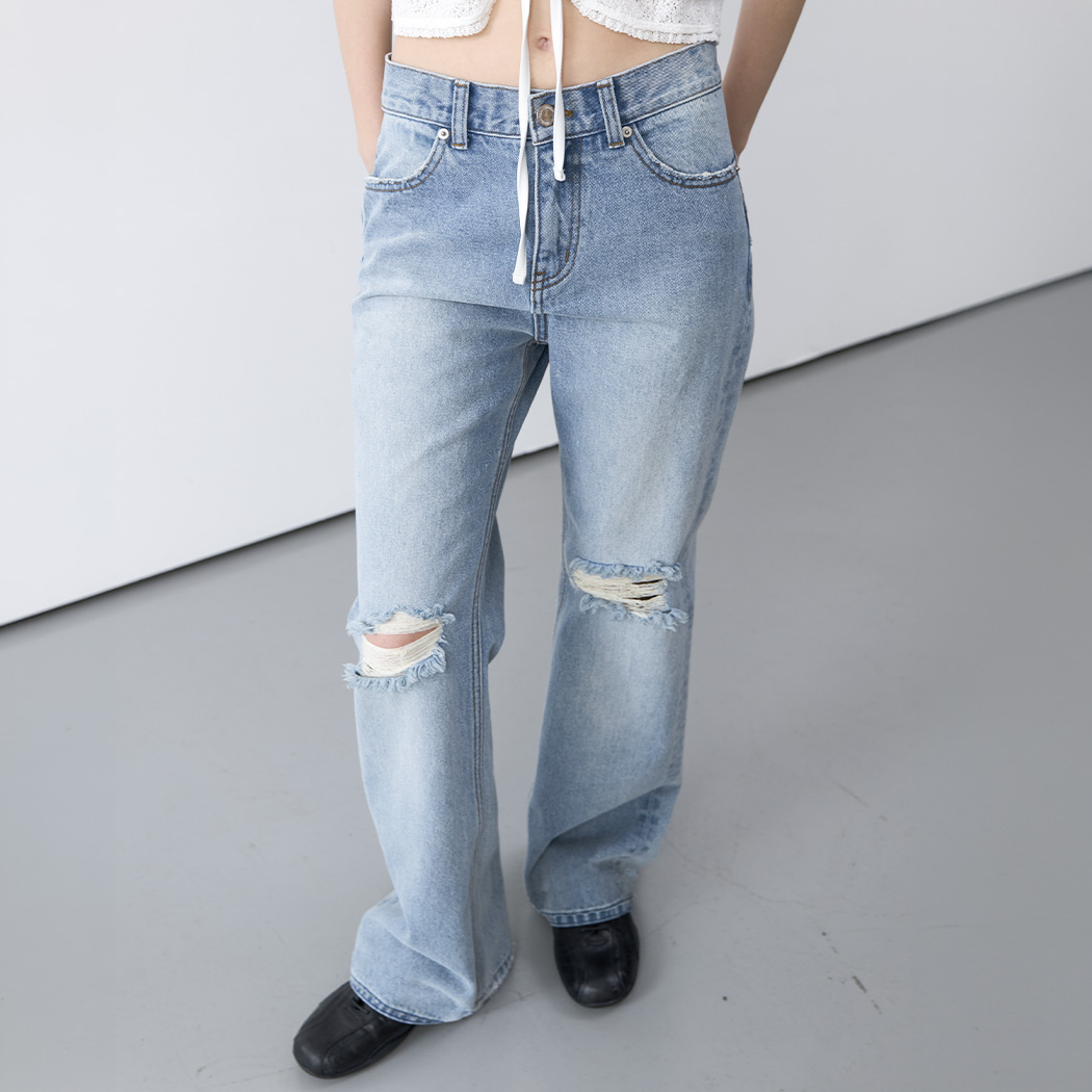 （PT-5787）DAMAGED WASHED BOOTSCUT DENIM
