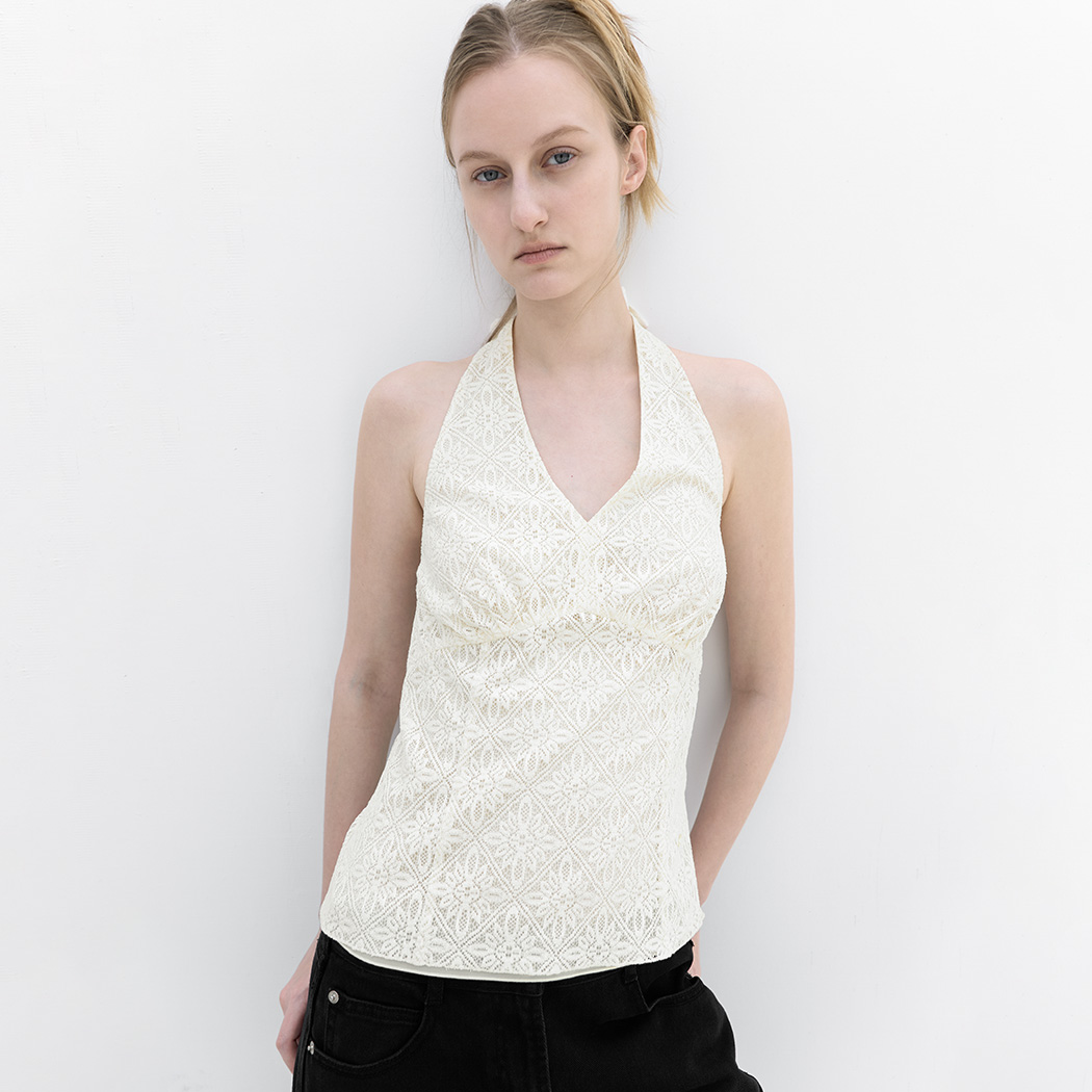 （BL-4428）LACE HALTER NECK TOP