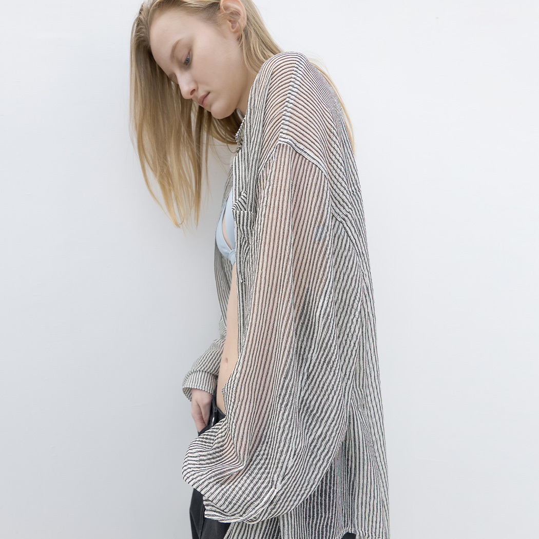（BL-4430）STRIPE COVER UP OVERSIZED SHIRT