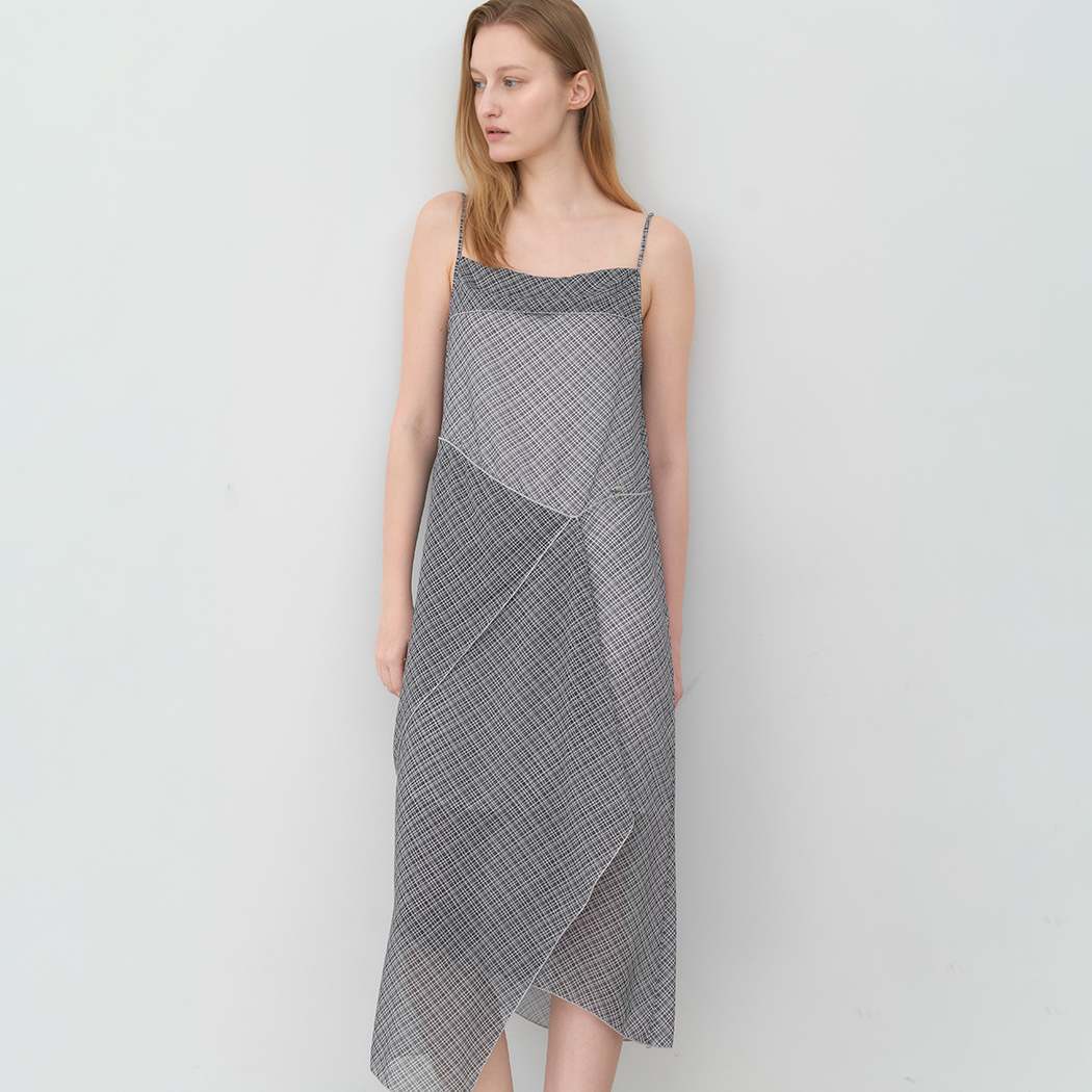 （OP-6335）CHECK UNBAL LAYERED DRESS