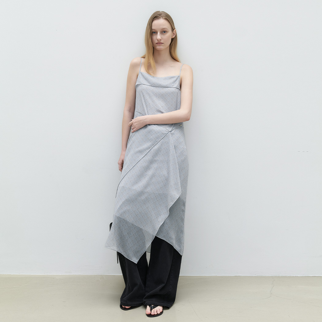 （OP-6335）CHECK UNBAL LAYERED DRESS