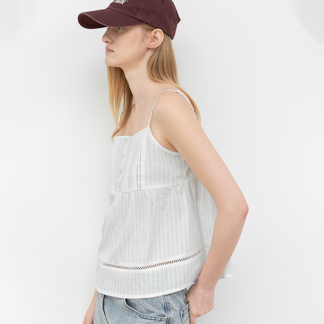 （BL-4418）PINTUCK LACE COTTON BLOUSE
